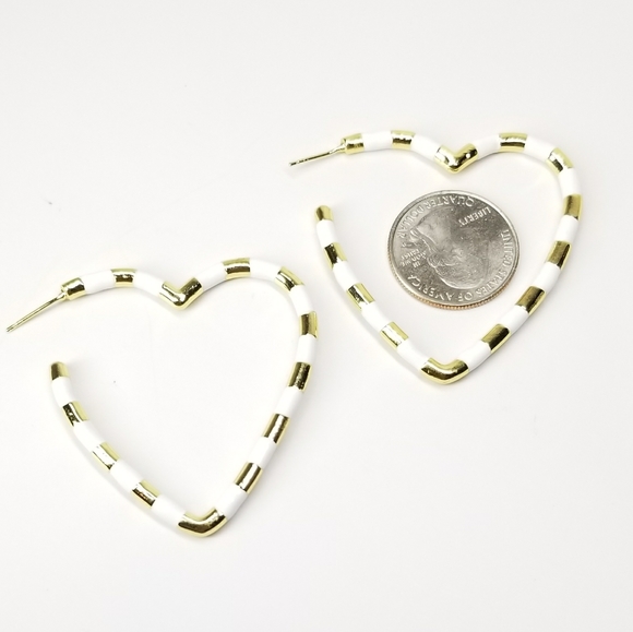 NEW Enamel Heart Hoop Earrings - Picture 5 of 9